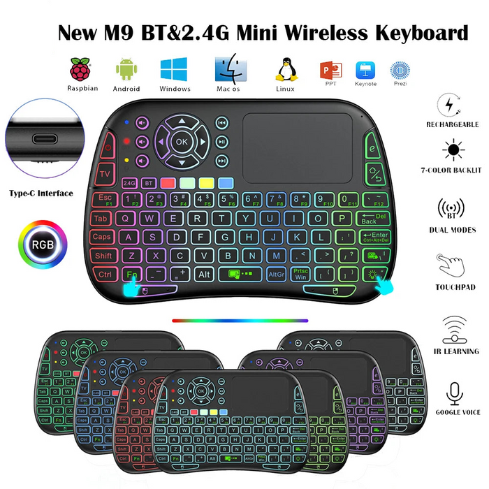 Wireless Keyboard With Backlit Voice Control And Touchpad For Android Tv Box And Pc