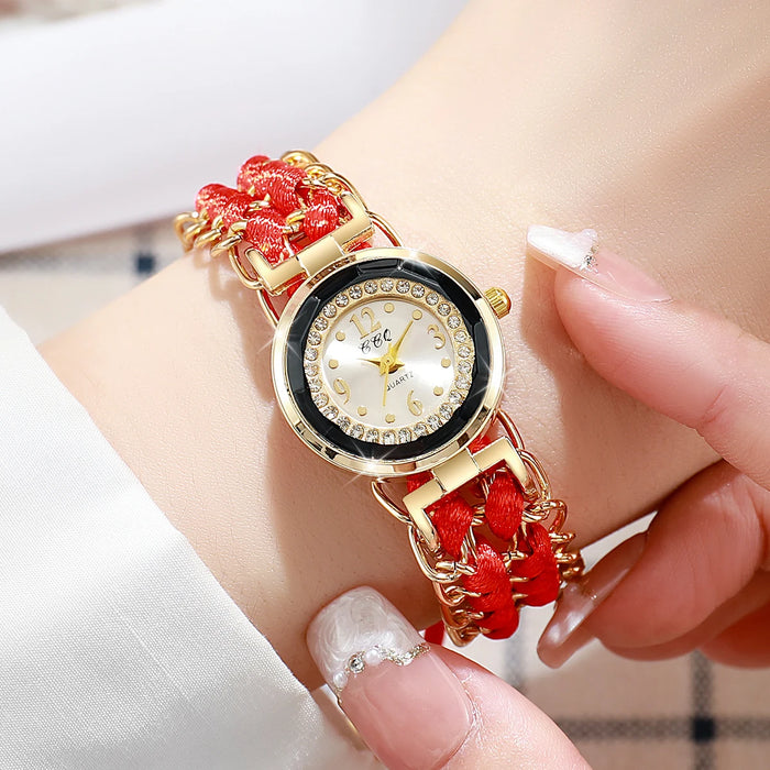 Rhinestone Rope Bracelet Watch for Women