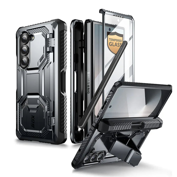 For Samsung Galaxy Z Fold 6 Armorbox Military-Grade Protective Phone Case With Tempered Glass Screen Protector