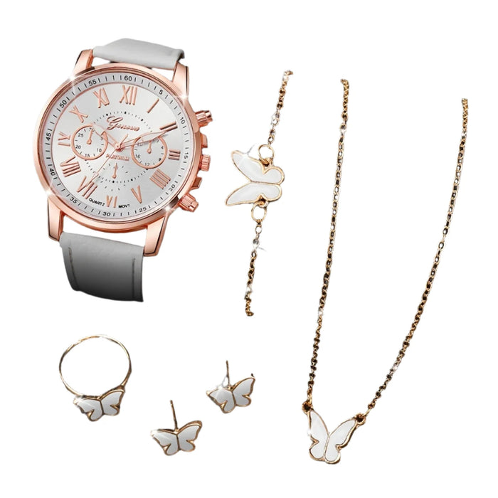 6 Piece Butterfly Watch Jewelry Set - Without Box