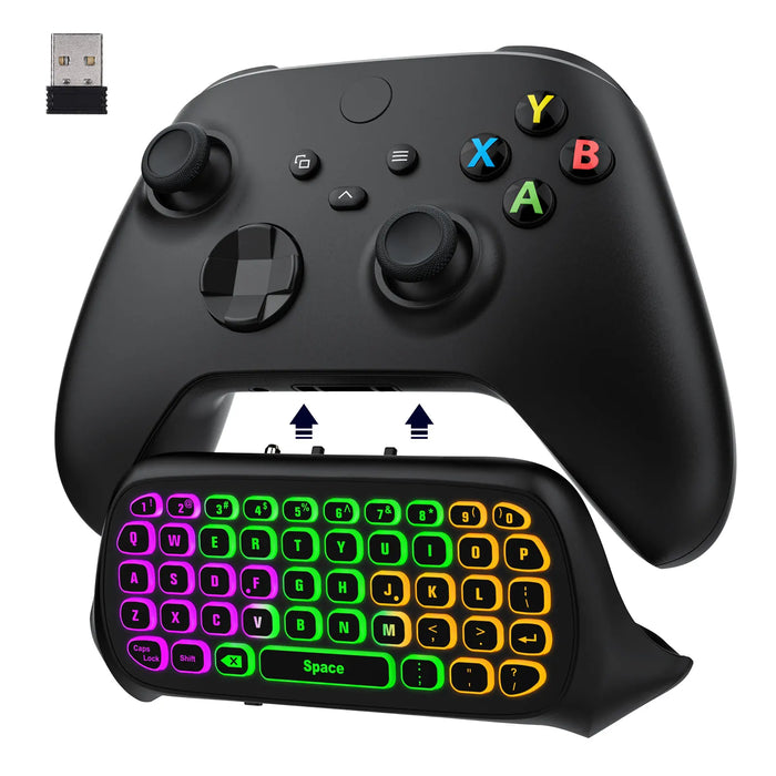 For Xbox One Controller & Xbox Series X / S Wireless Chatpad Keypad W / 2.4G Receiver Rgb Backlight Keyboard