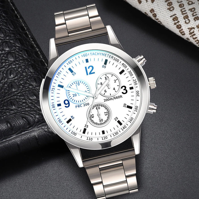 Stainless Steel Mens Quartz Watch Business Band