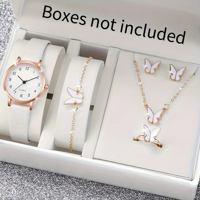 6 Piece Casual Watch Set Butterfly Design