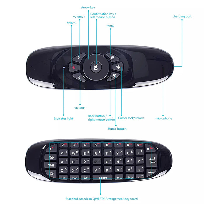 2.4G Wireless Keyboard Mouse For Android Tv Box - C120 Fly Air Mouse - Russian / Spanish