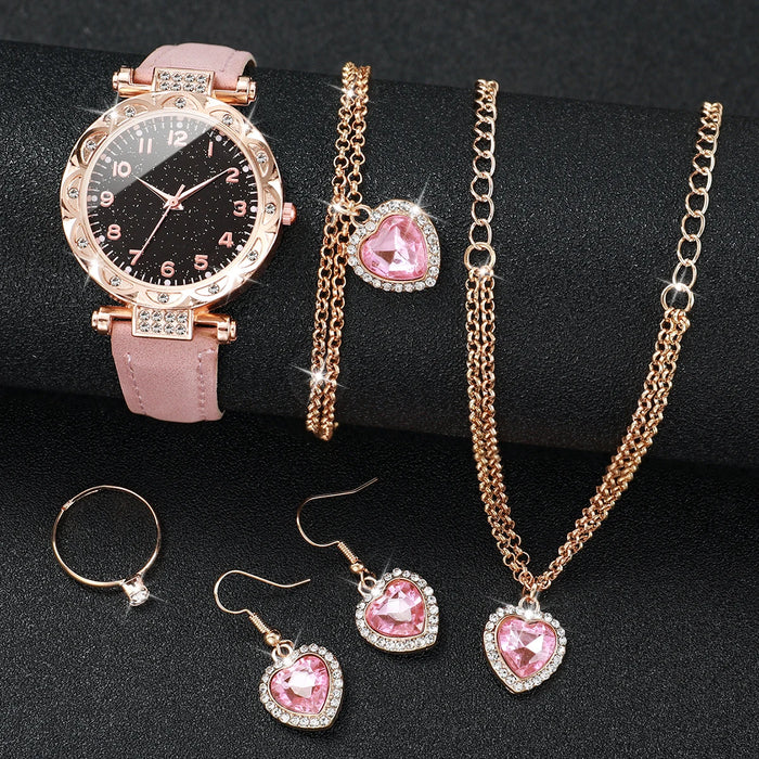 6 Piece Starry Sky Watch Jewelry Set