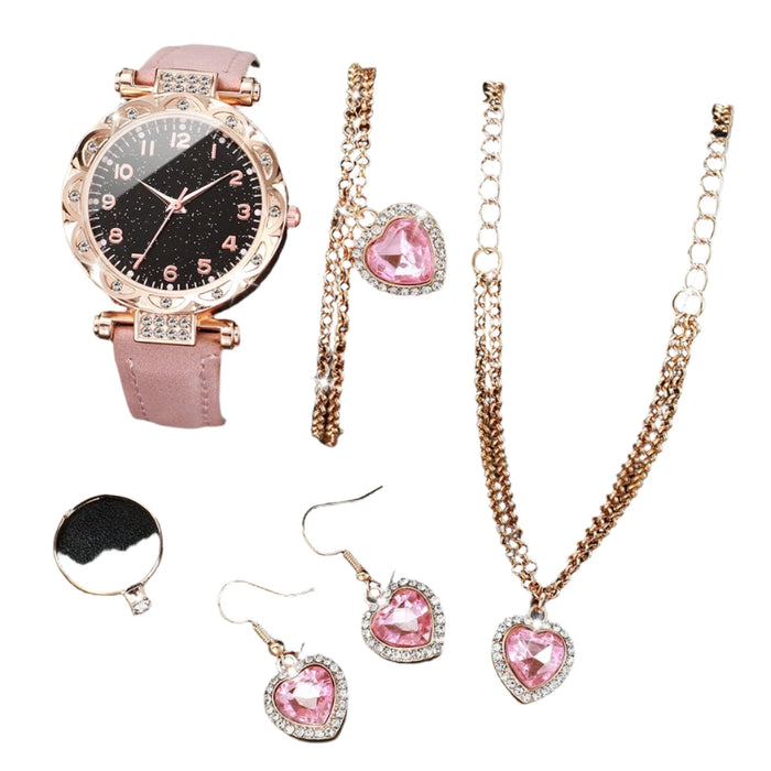 6 Piece Starry Sky Watch Jewelry Set