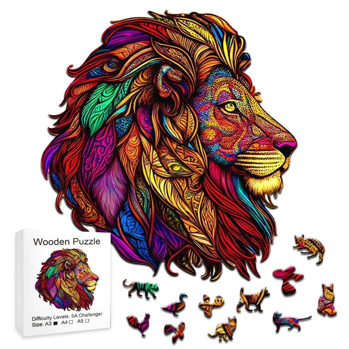 3D Lion Wooden Puzzle For Family Fun