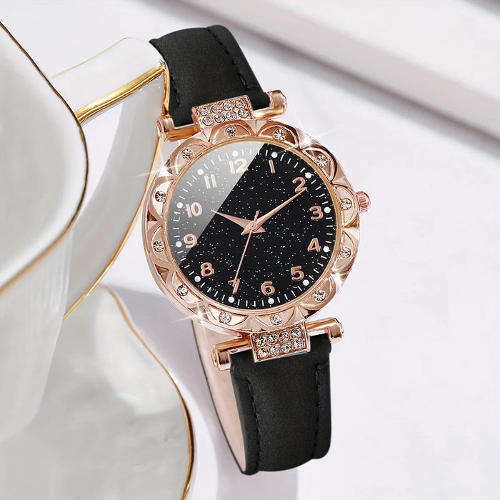 2 Piece Rhinestone Quartz Watch Bracelet Set