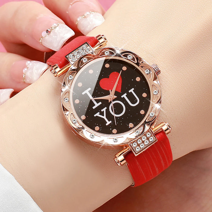 5 Piece Rhinestone Watch Jewelry Set for Mom