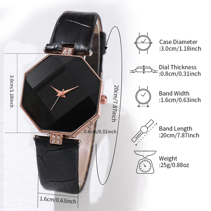 5 Piece Fashion Watch Set Leather Band