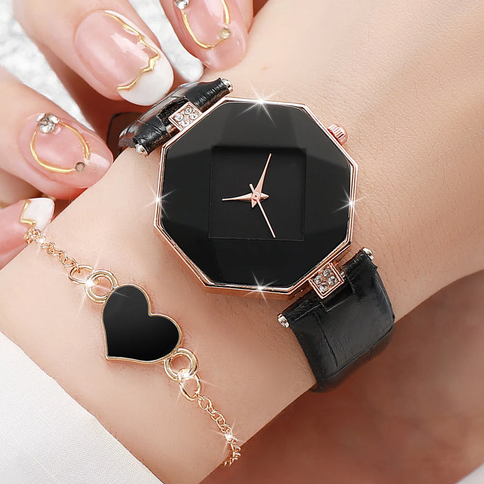 5 Piece Fashion Watch Set Leather Band