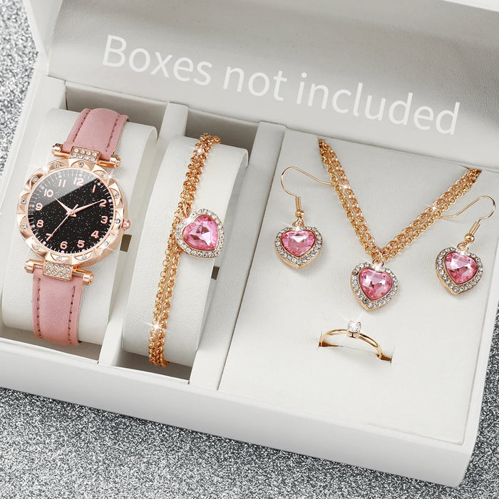 6 Piece Starry Sky Watch Jewelry Set