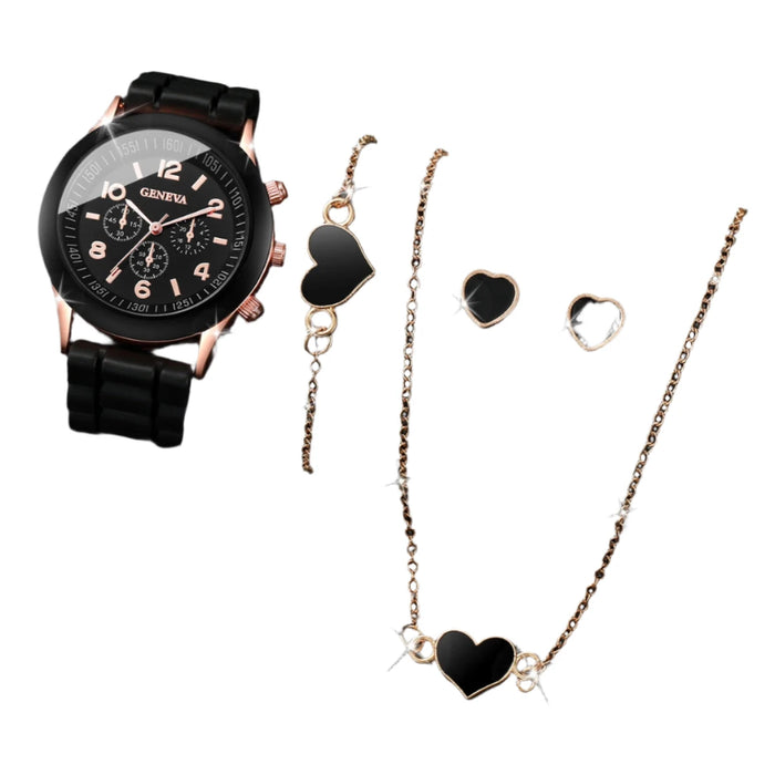 4 Piece Fashion Watch Set Silicone Band