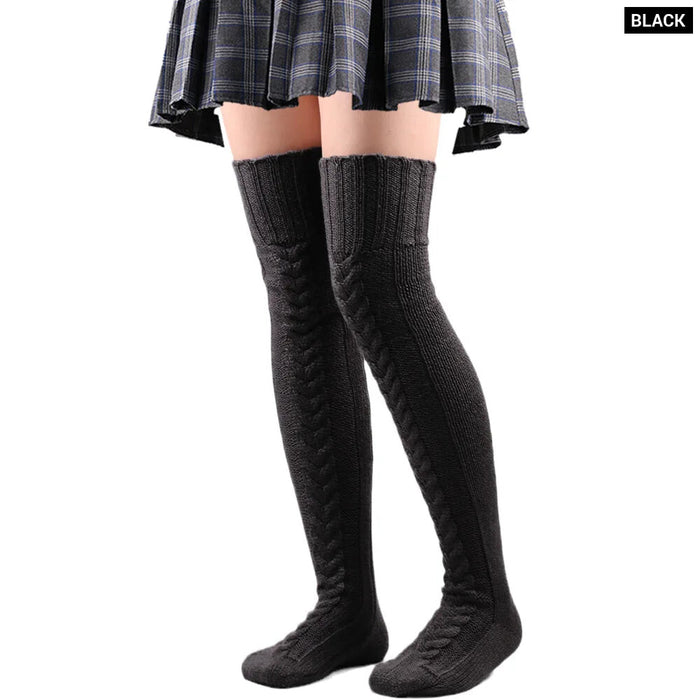 Wool Thigh High Socks For Women