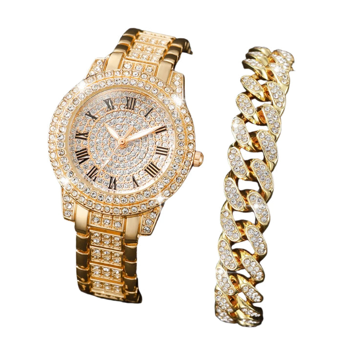 2 Piece Gold Diamond Watch Set