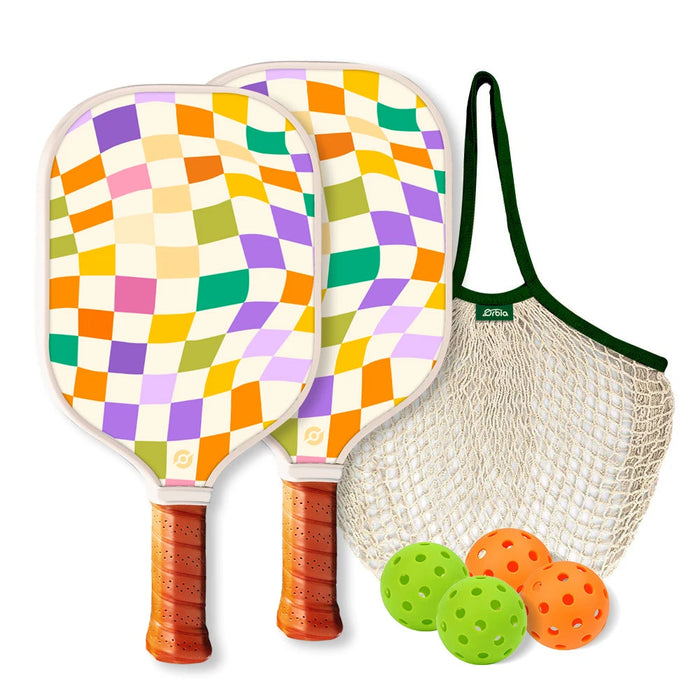 Beginner Pickleball Paddle Set 2 Glass Fiber Paddles 4 Balls