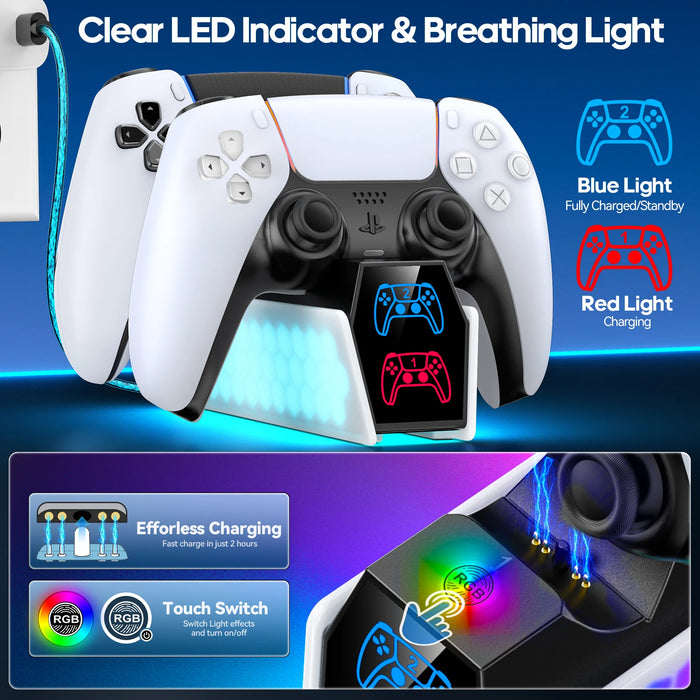 Fast Charging Stand For Ps5 Controllers Led Indicators