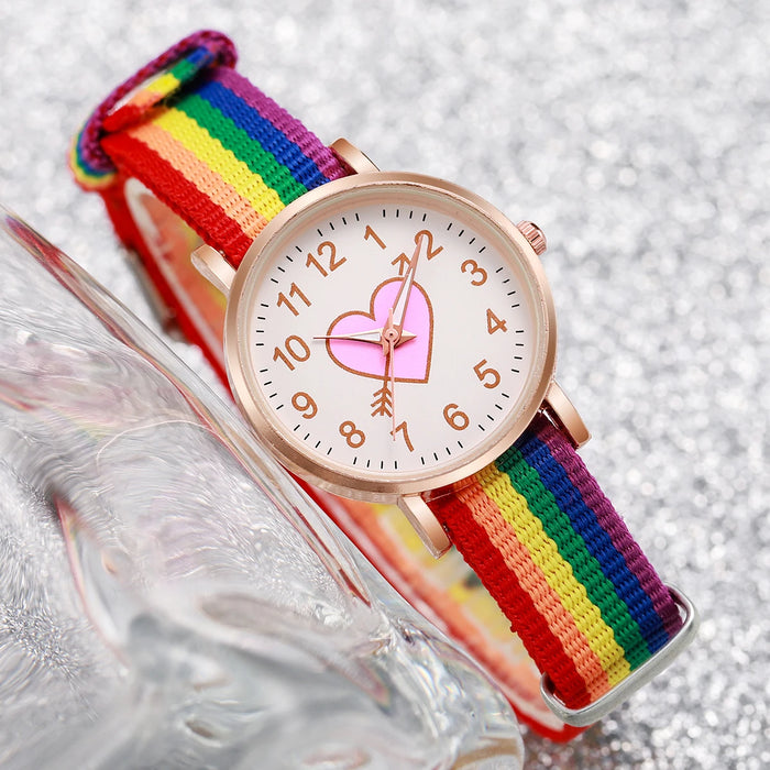 4 Piece Rainbow Beaded Watch Bracelet Set for Women