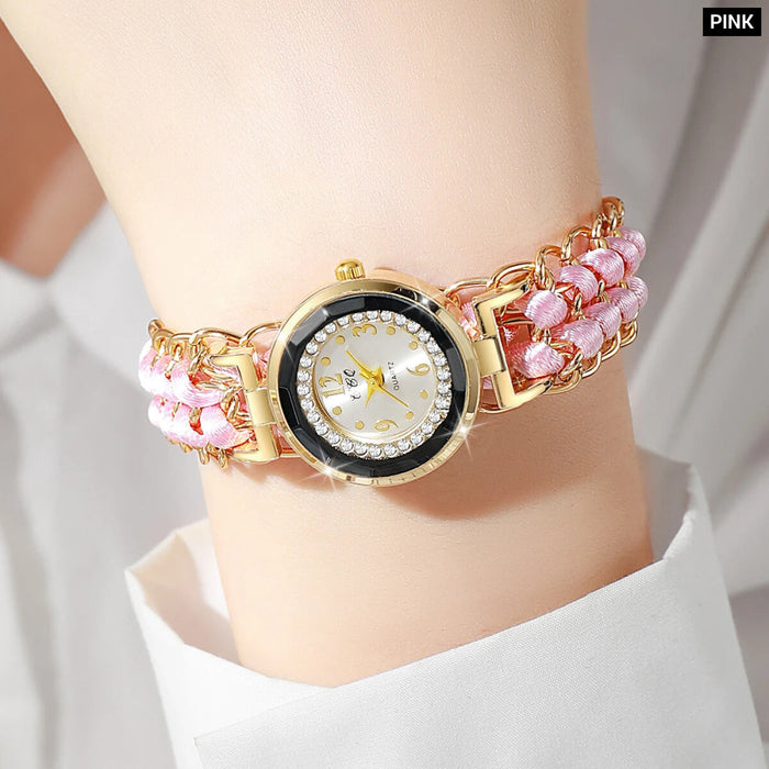 Rhinestone Rope Bracelet Watch for Women