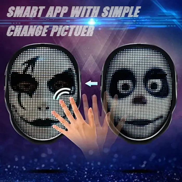 Smart Led Face Mask - Bluetooth Control Customizable For Parties & Halloween