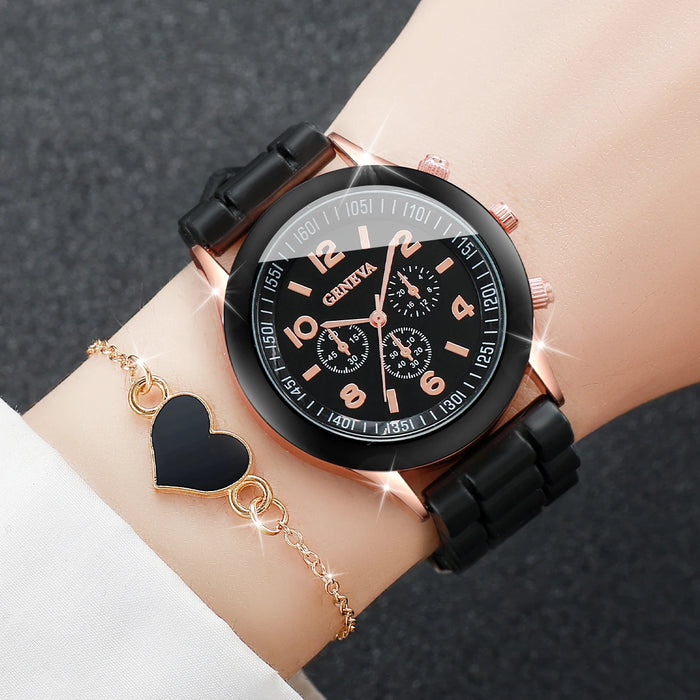 4 Piece Fashion Silicone Couple S Watch Set - Without Box