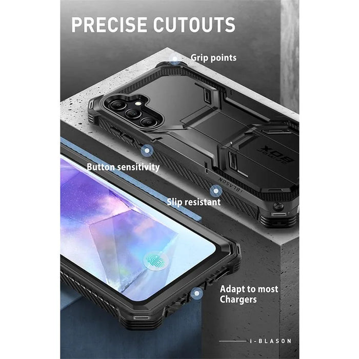 For Samsung Galaxy A55 5G Armorbox Full-Body Rugged Bumper Case With Built-In Screen Protector & Kickstand