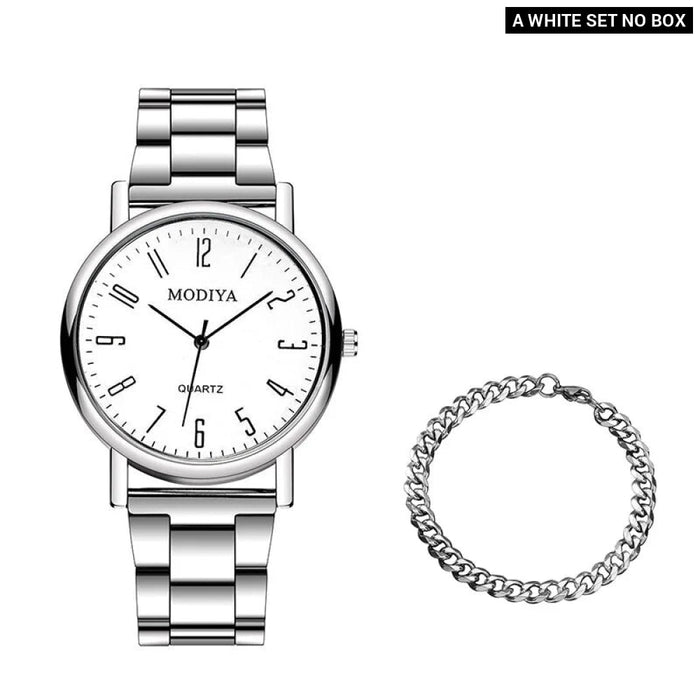 2 Piece Mens Casual Silver Alloy Quartz Watch Set - Without Box