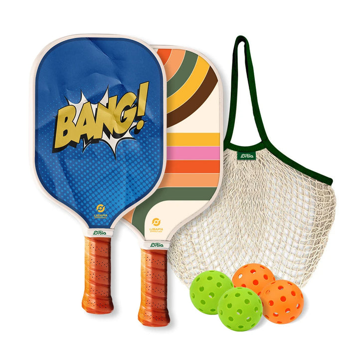 Glass Fiber Pickleball Paddle Set 2 Paddles 4 Balls Carry Bag