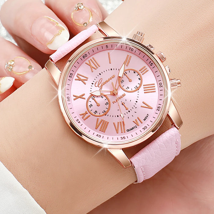 4 Piece Fashion Watch Set Leather Bands