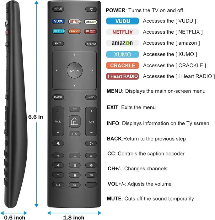 Universal Remote Xrt136 For Vizio Tv - Vudu Netflix Amazon Xumo Crackle Iheart App - D24Hne1 D24Hg9 D50Xg9 V505G9