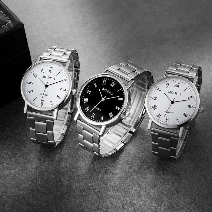 2 Piece Mens Casual Silver Alloy Quartz Watch Set - Without Box