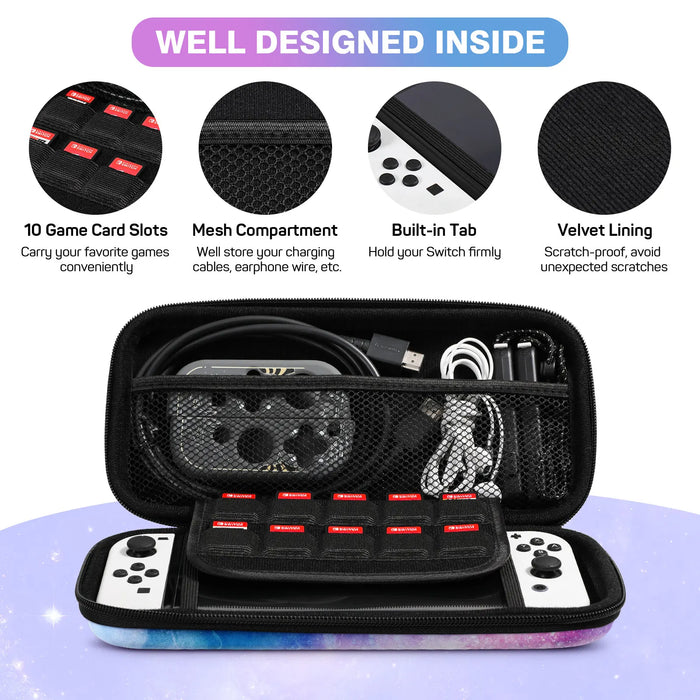 For Nintendo Switch And Switch Oled Console Hard Shell Portable Travel Carry Case With 10 Game Card Slots