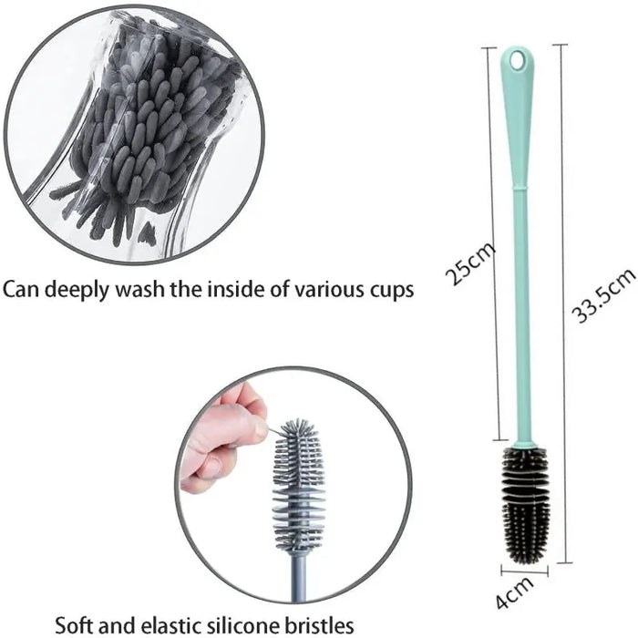 Long Handle Silicone Bottle Brush for Kitchen Cleaning