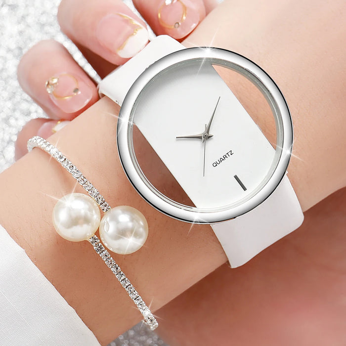 2 Piece Pearl Diamond Bracelet Watch Set