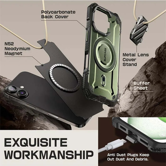 For Iphone 16 6.1" Ub Mag Xt Heavy Duty Rugged Strong Magnetic Phone Case With Camera Cover Kickstand