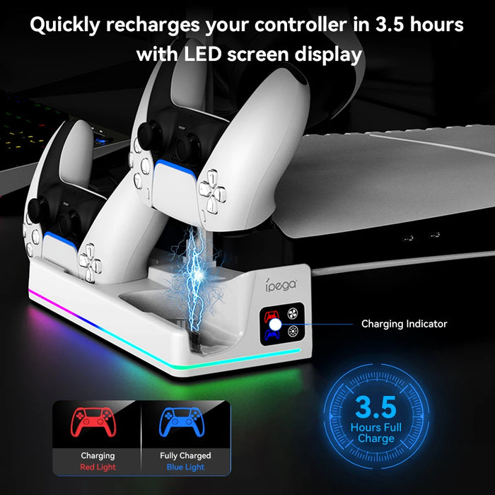 Ps5 Slim Charging Stand Cooling Fan Headphone Holder