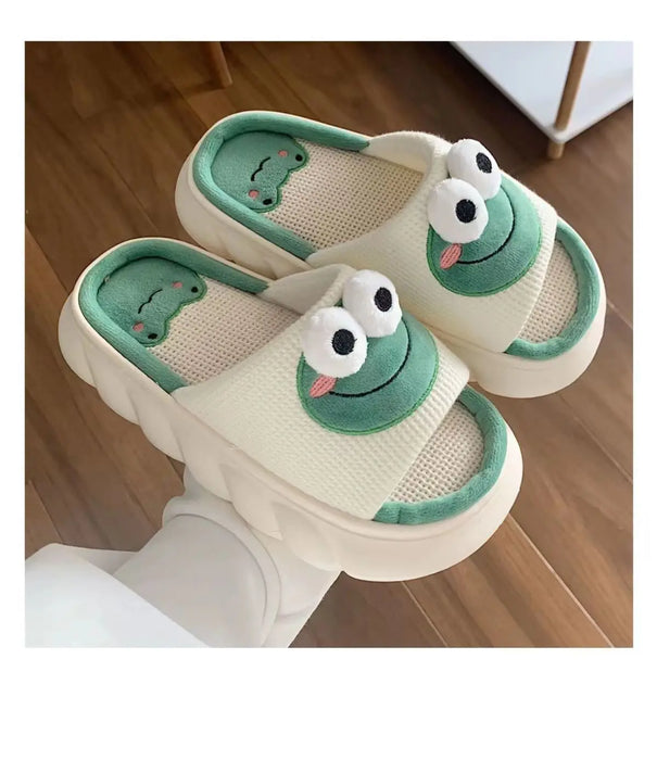 Winter Cartoon Frog Slippers