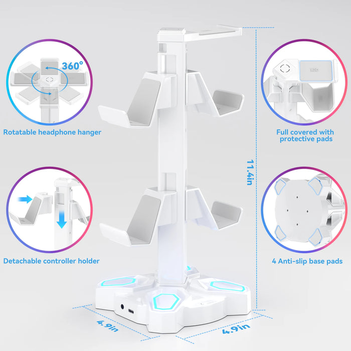 Rotatable Gaming Headphone Stand 9 Light Modes