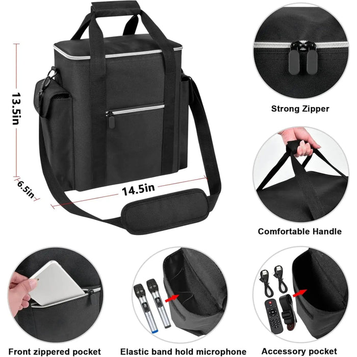 Karaoke Bag / Carrying Case Compatible With Jyx-S55 / For Jyx 69Bt Ms69 Karaoke Machine With Two Wireless Microphones Holder