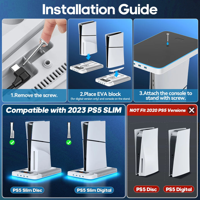 Ps5 Slim Cooling Stand Controller Charging Station
