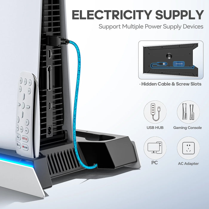 3 Level Cooling Stand Led Usb Hubs For Ps5/Ps5 Slim