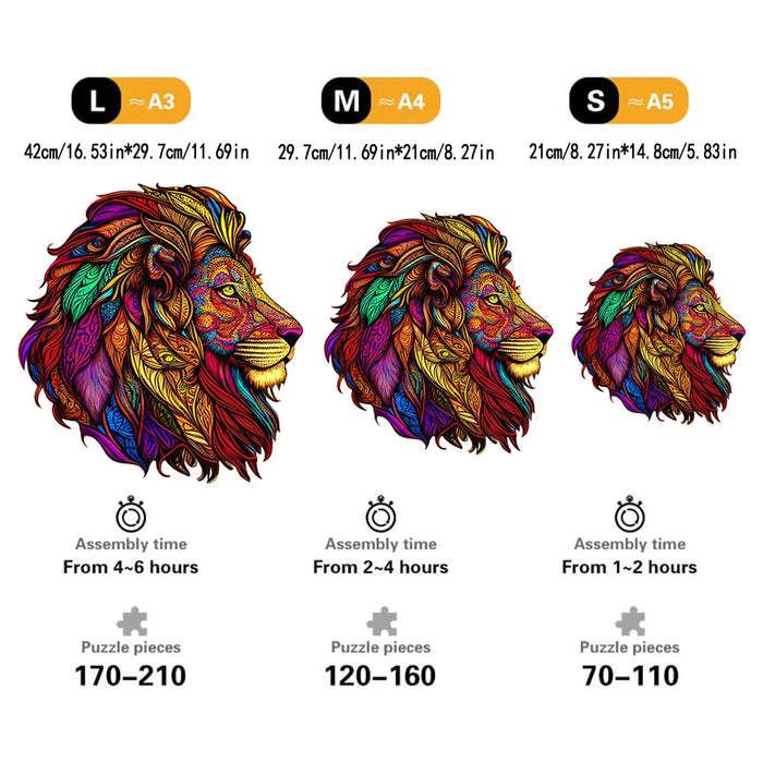 3D Lion Wooden Puzzle For Family Fun