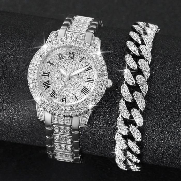 2 Piece Gold Diamond Watch Set