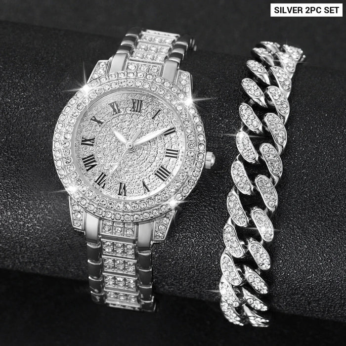 2 Piece Gold Diamond Watch Set