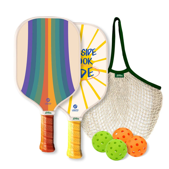 Carbon Fiber Pickleball Paddle Set 2 Paddles 4 Balls Carry Bag