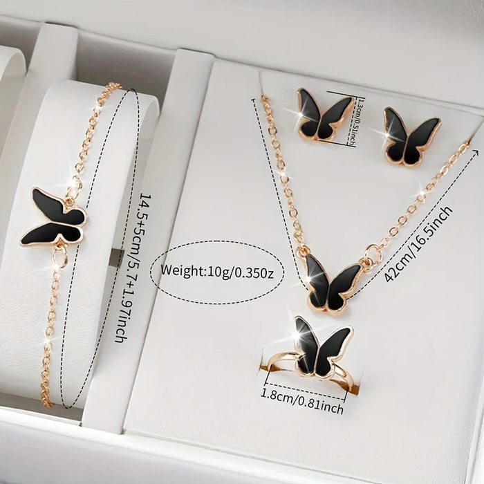 6 Piece Butterfly Watch Set Silicone Band - Without Box