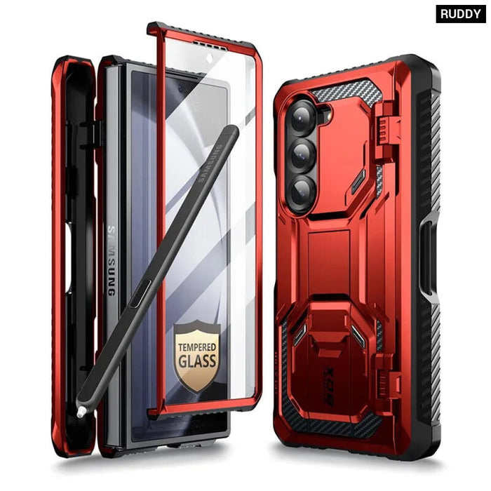 For Samsung Galaxy Z Fold 6 Armorbox Military-Grade Protective Phone Case With Tempered Glass Screen Protector