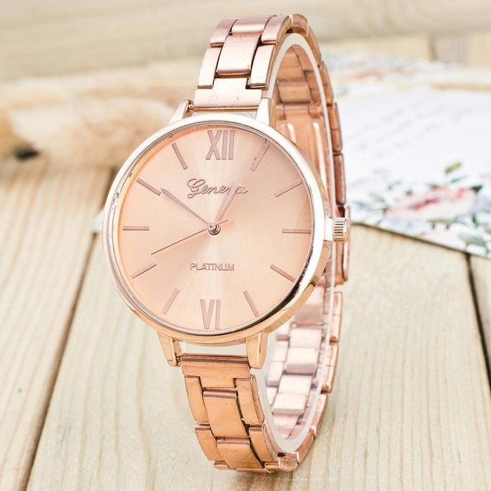 2 Pcs Women Large Dial Stainless Steel Fine Strap Quartz Watch