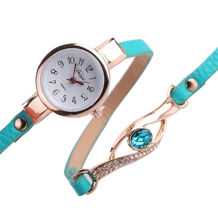 Eye Shape Gemstone Bracelet Watch For Women Lake Blue