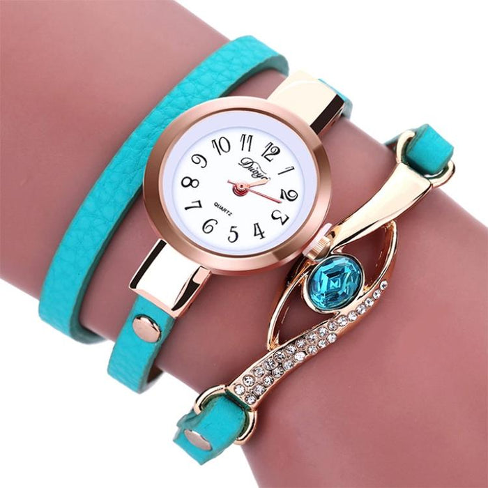 Eye Shape Gemstone Bracelet Watch For Women Lake Blue